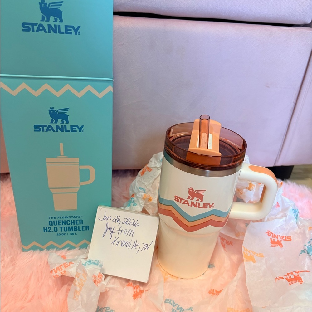 Stanley Cream and Orange Mug with Handle